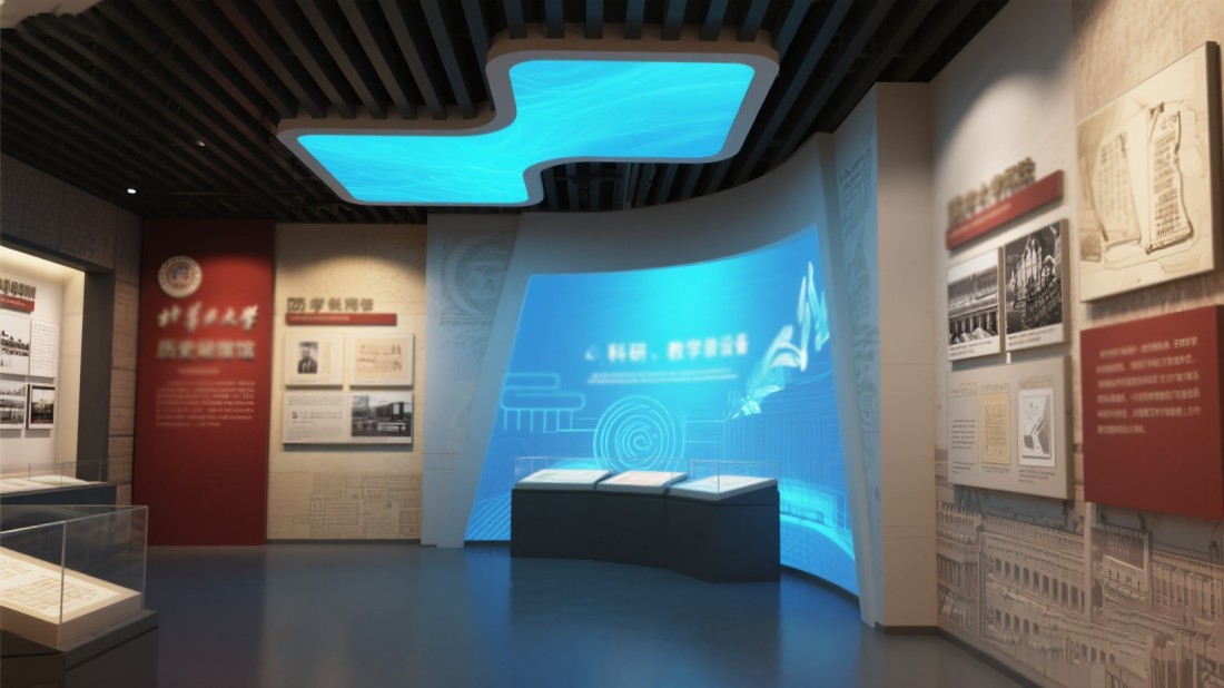 校史館平面圖和效果圖，學(xué)校展廳